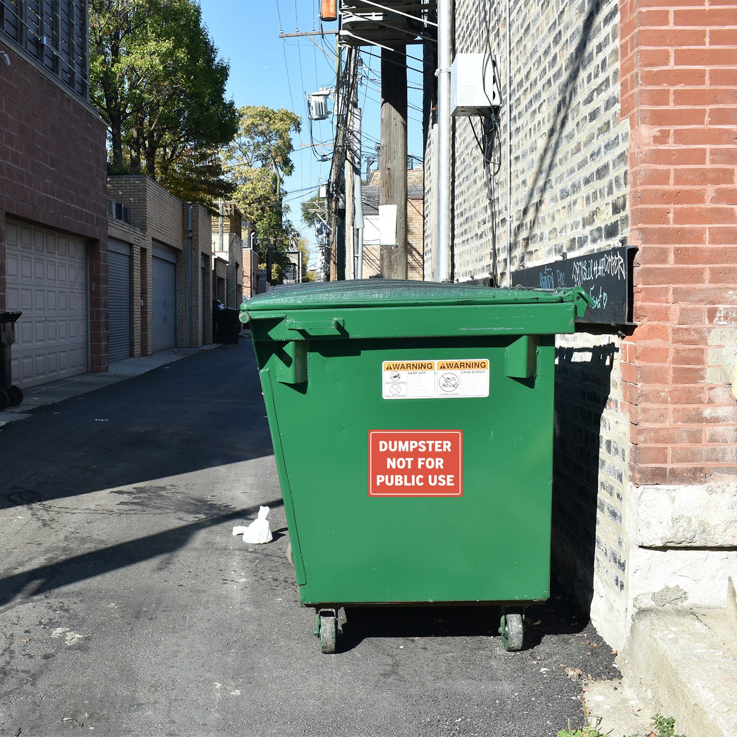 14 x 10in Dumpster Sign: Not For Public Use Vinyl Sticker