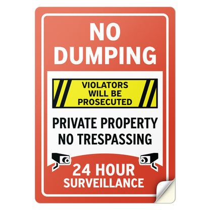 10 x 14in Waste Bin Sticker: No Dumping No Trespassing Decal