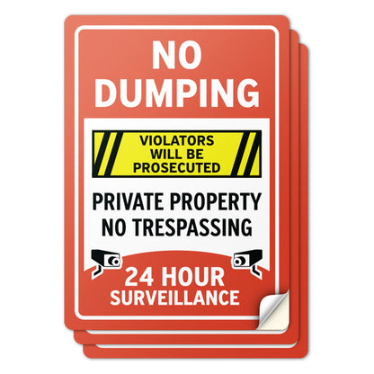10 x 14in Waste Bin Sticker: No Dumping No Trespassing Decal