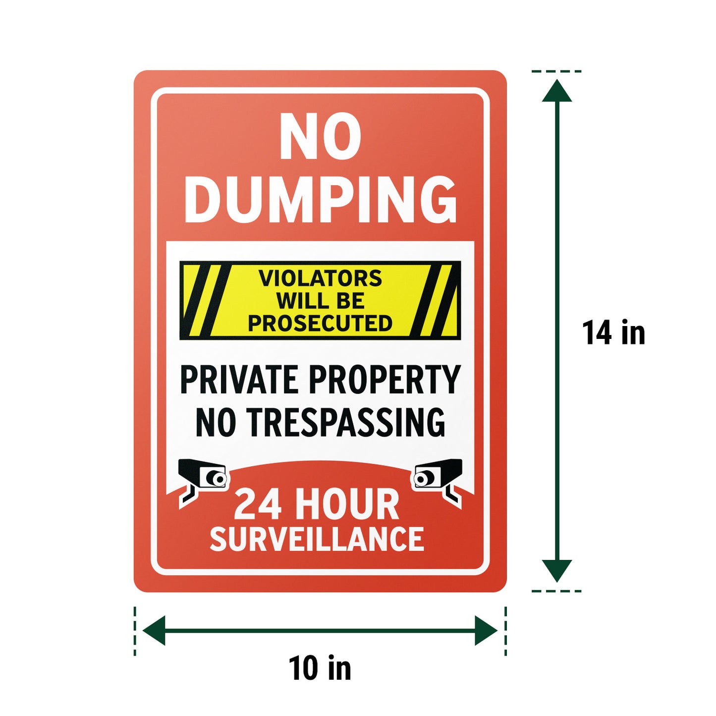 10 x 14in Waste Bin Sticker: No Dumping No Trespassing Decal