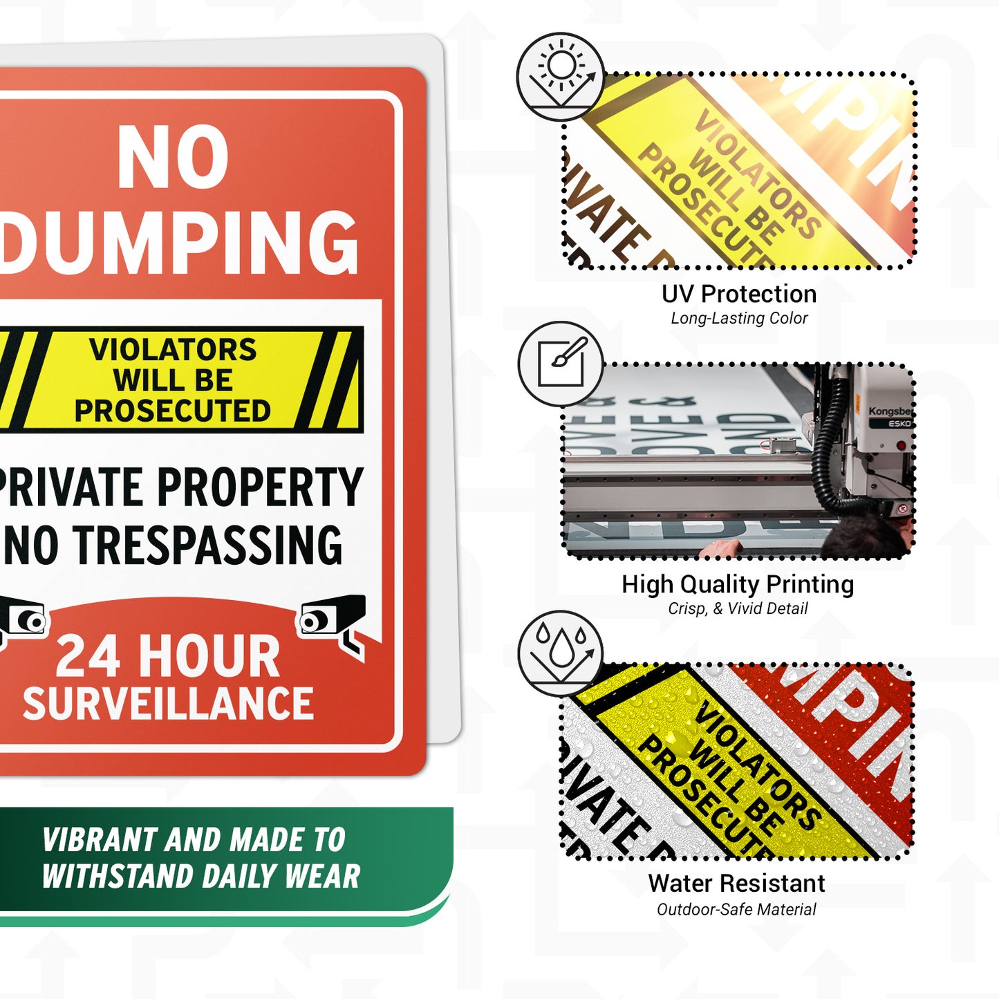 10 x 14in Waste Bin Sticker: No Dumping No Trespassing Decal