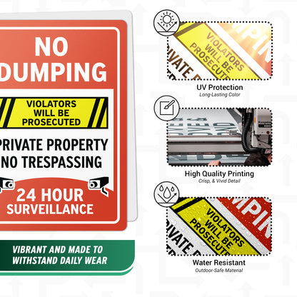10 x 14in Waste Bin Sticker: No Dumping No Trespassing Decal