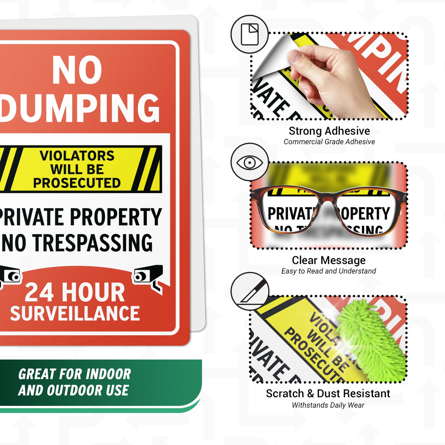 10 x 14in Waste Bin Sticker: No Dumping No Trespassing Decal