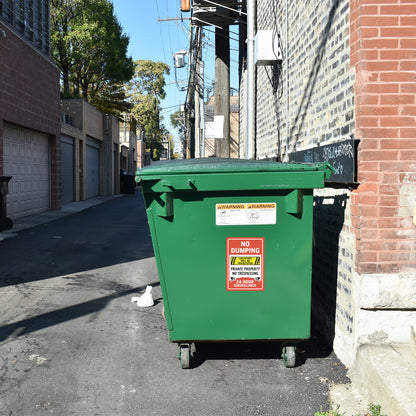10 x 14in Waste Bin Sticker: No Dumping No Trespassing Decal