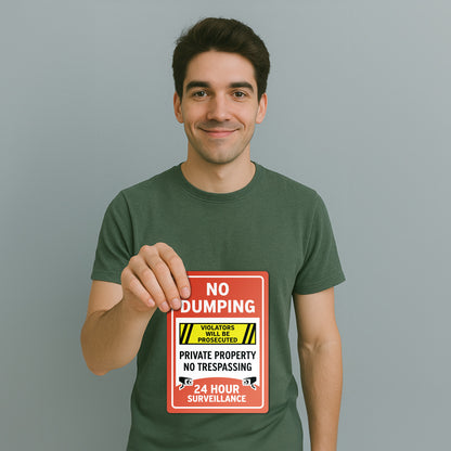 10 x 14in Waste Bin Sticker: No Dumping No Trespassing Decal