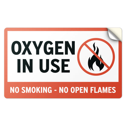 6 x 4in Oxygen In Use Safety Sticker No Smoking Decal
