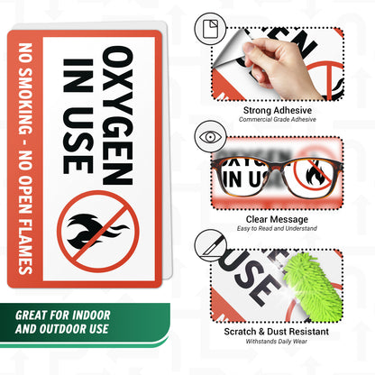 6 x 4in Oxygen In Use Safety Sticker No Smoking Decal