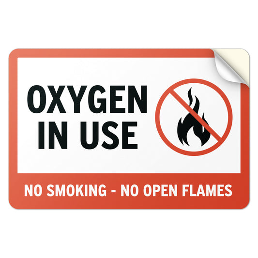 6 x 4in Safety Sticker: Oxygen In Use No Smoking Decal
