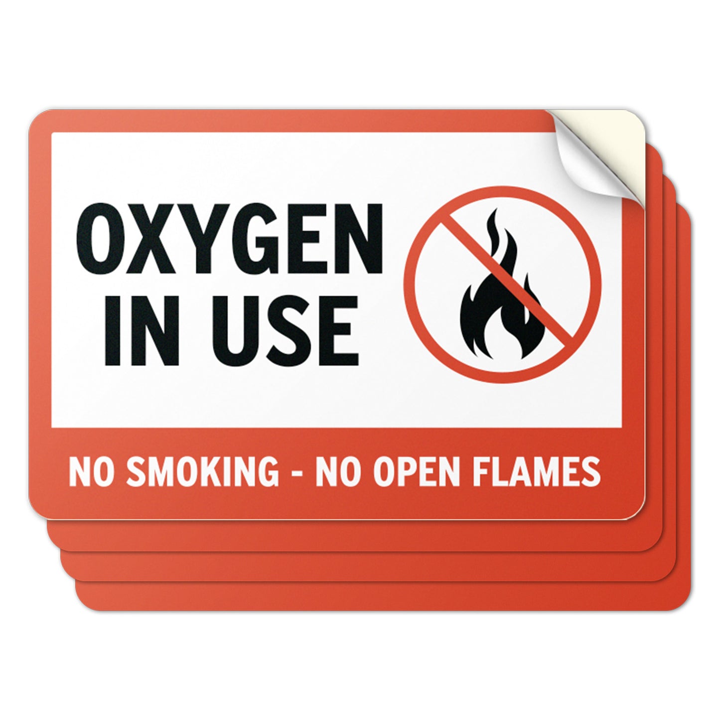 6 x 4in Safety Sticker: Oxygen In Use No Smoking Decal