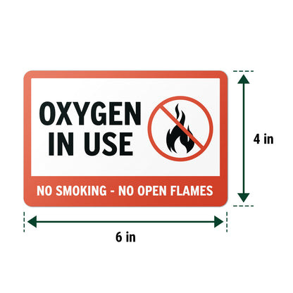 6 x 4in Safety Sticker: Oxygen In Use No Smoking Decal