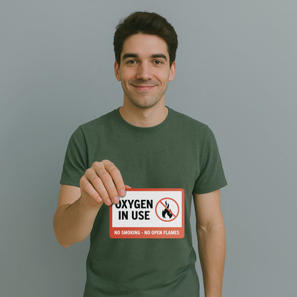 6 x 4in Safety Sticker: Oxygen In Use No Smoking Decal