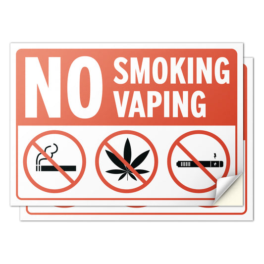 10 x 7in No Smoking / No Vaping Sticker: Smoke-Free Spaces Decal