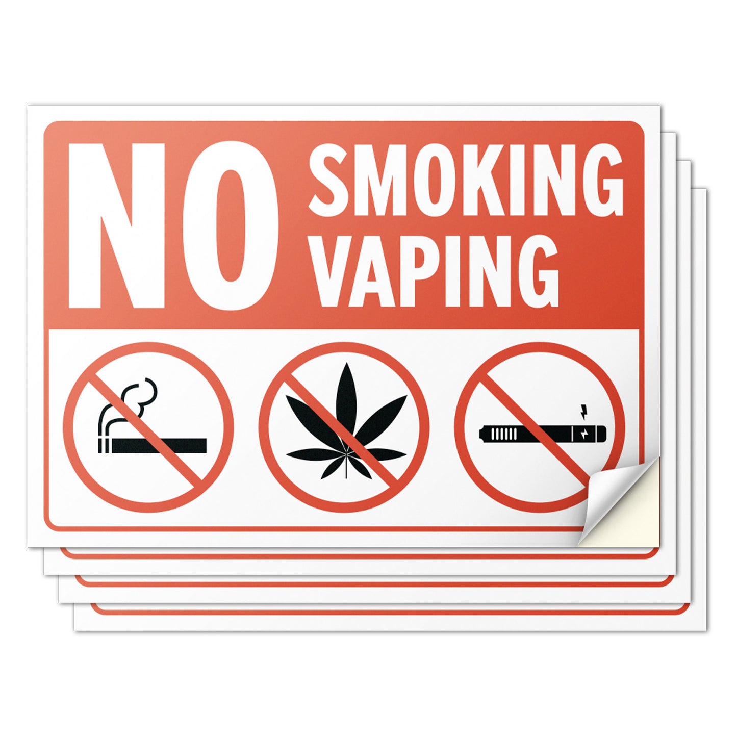 10 x 7in No Smoking / No Vaping Sticker: Smoke-Free Spaces Decal