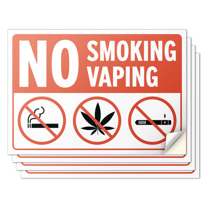 10 x 7in No Smoking / No Vaping Sticker: Smoke-Free Spaces Decal