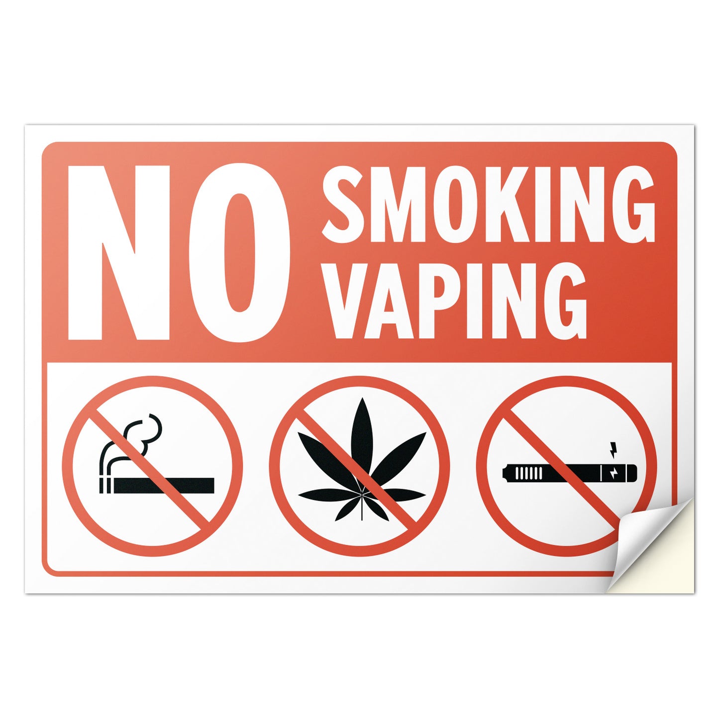 10 x 7in No Smoking / No Vaping Sticker: Smoke-Free Spaces Decal