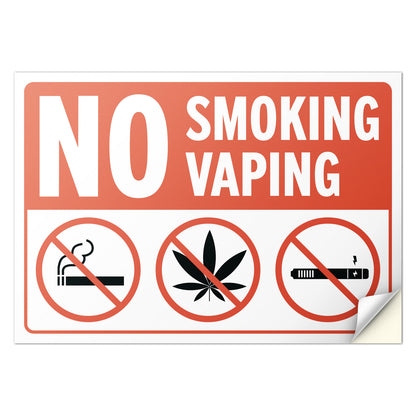 10 x 7in No Smoking / No Vaping Sticker: Smoke-Free Spaces Decal