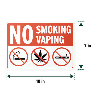 10 x 7in No Smoking / No Vaping Sticker: Smoke-Free Spaces Decal
