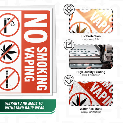 10 x 7in No Smoking / No Vaping Sticker: Smoke-Free Spaces Decal