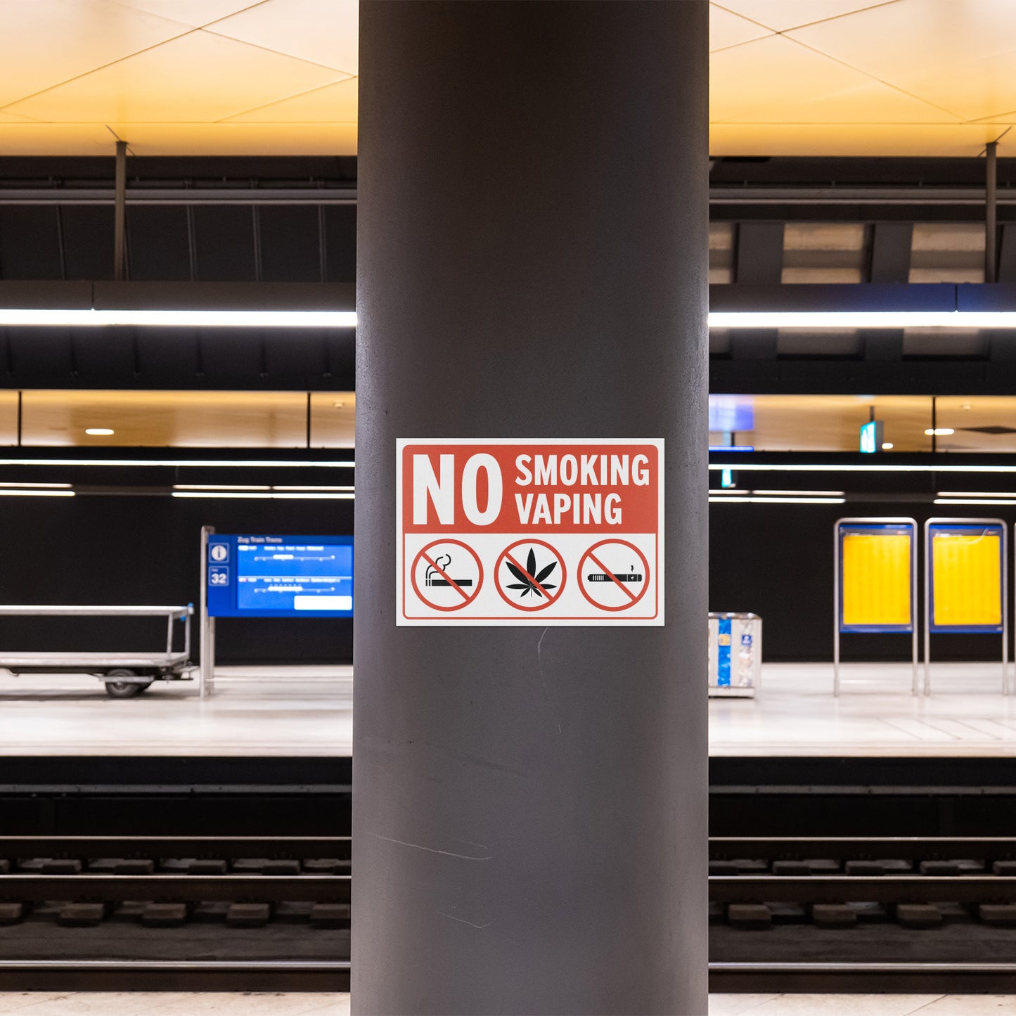10 x 7in No Smoking / No Vaping Sticker: Smoke-Free Spaces Decal