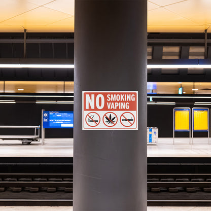 10 x 7in No Smoking / No Vaping Sticker: Smoke-Free Spaces Decal