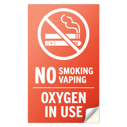 3 x 5in Oxygen In Use Decal: No Smoking, No Vaping Sticker: