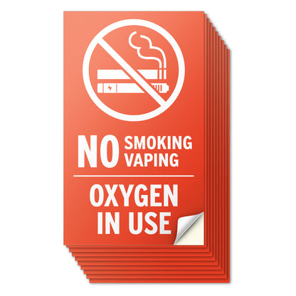 3 x 5in Oxygen In Use Decal: No Smoking, No Vaping Sticker