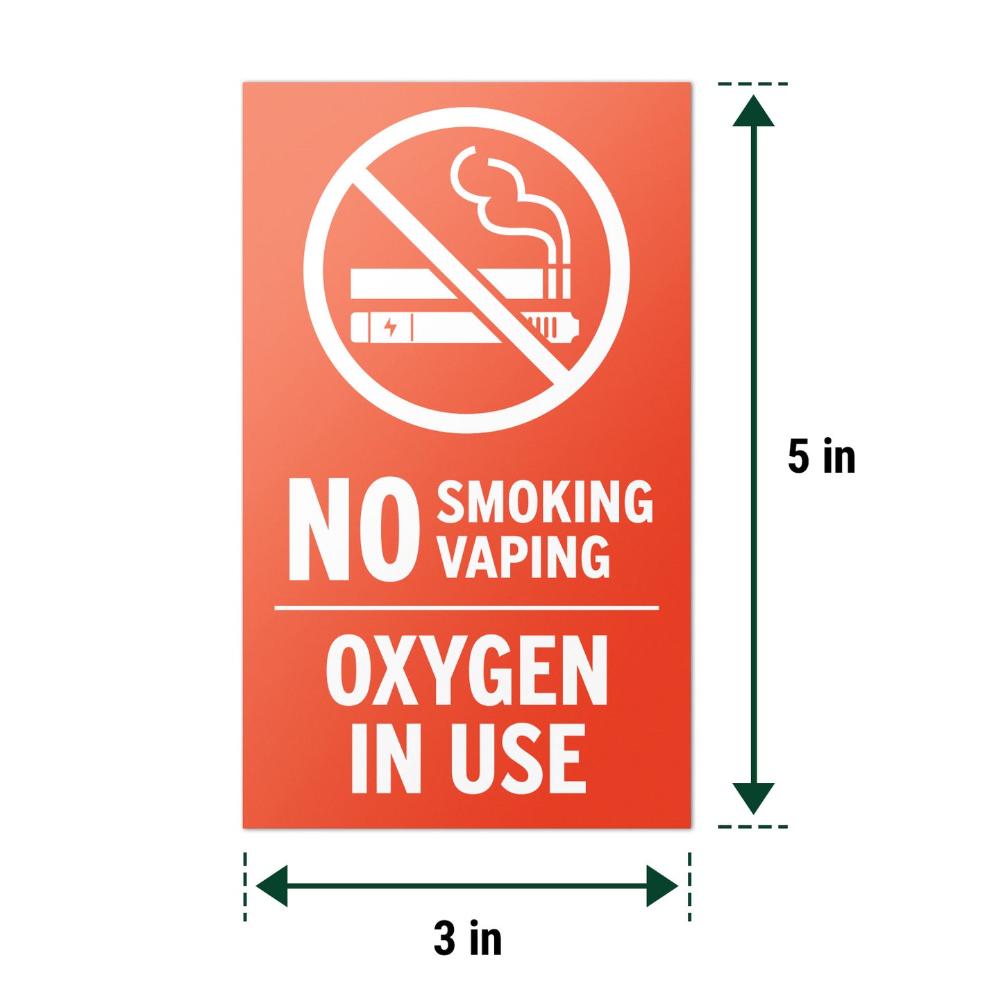 3 x 5in Oxygen In Use Decal: No Smoking, No Vaping Sticker