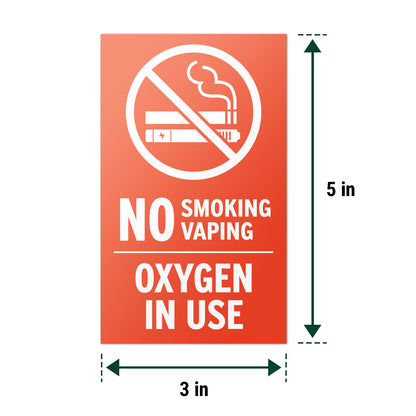 3 x 5in Oxygen In Use Decal: No Smoking, No Vaping Sticker