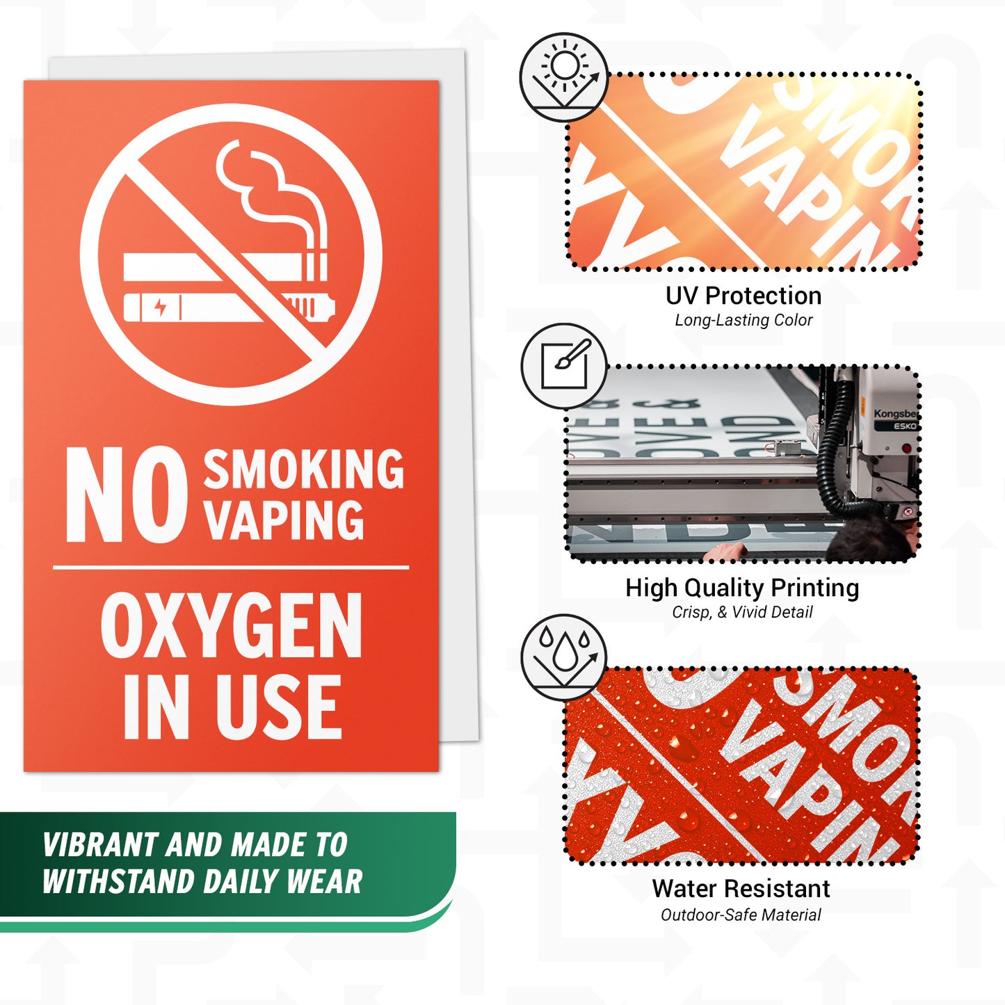 3 x 5in Oxygen In Use Decal: No Smoking, No Vaping Sticker