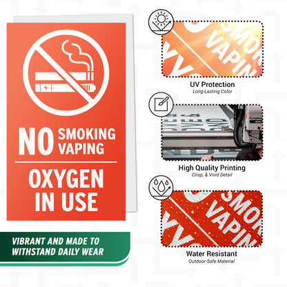 3 x 5in Oxygen In Use Decal: No Smoking, No Vaping Sticker