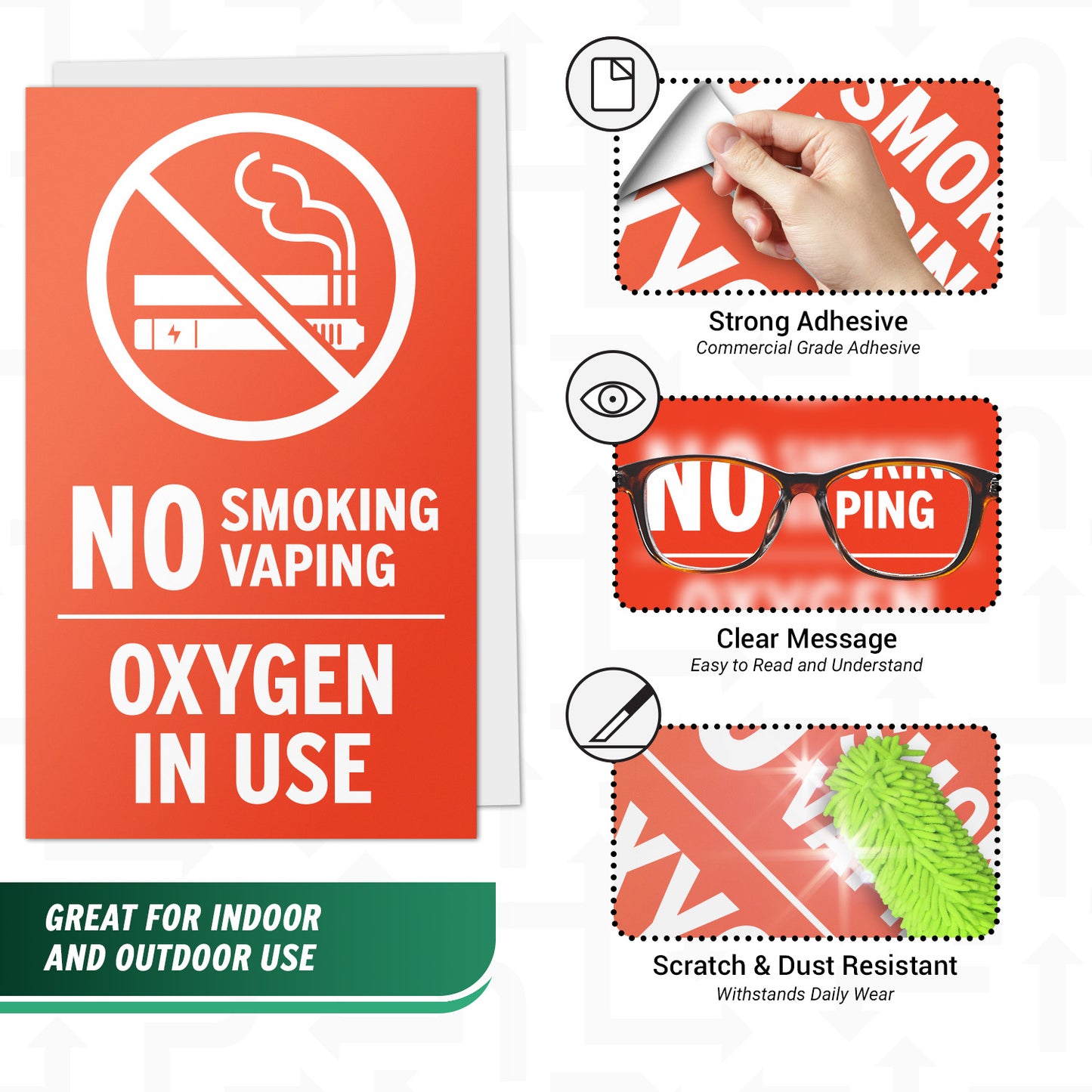3 x 5in Oxygen In Use Decal: No Smoking, No Vaping Sticker