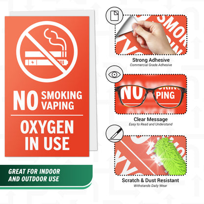 3 x 5in Oxygen In Use Decal: No Smoking, No Vaping Sticker