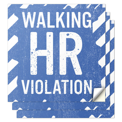 2 x 2in Funny Office Humor Decal: Walking HR Violation Vinyl Sticker