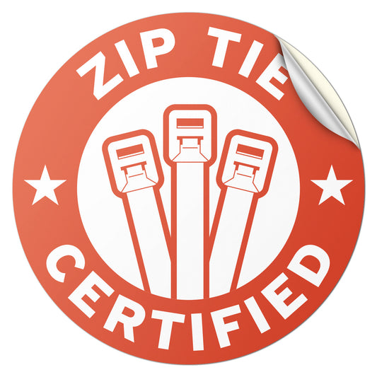 3 x 3in Humor Sticker: Zip Tie Certified Decal