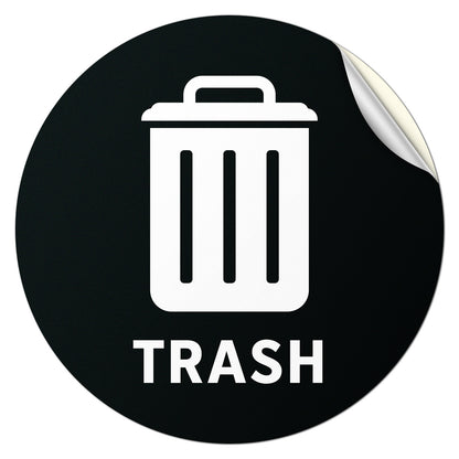 5 inch Sorting Label: Trash Text & Symbol Vinyl Sticker