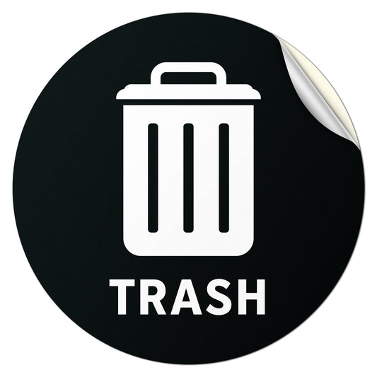 5 inch Sorting Label: Trash Text & Symbol Vinyl Sticker