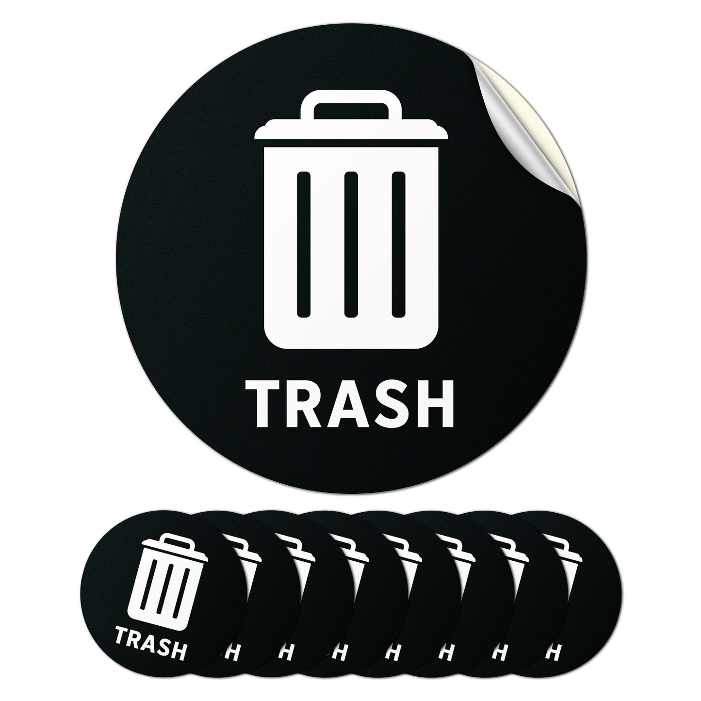 5 inch Sorting Label: Trash Text & Symbol Vinyl Sticker