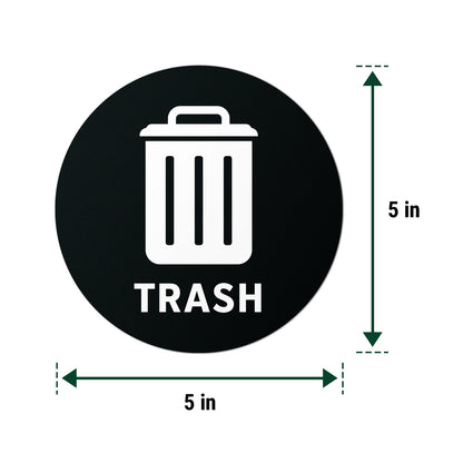 5 inch Sorting Label: Trash Text & Symbol Vinyl Sticker