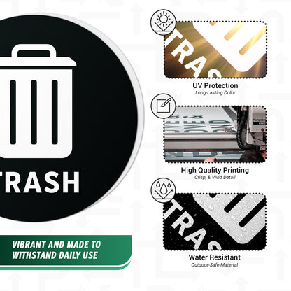 5 inch Sorting Label: Trash Text & Symbol Vinyl Sticker