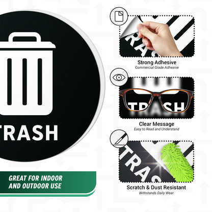 5 inch Sorting Label: Trash Text & Symbol Vinyl Sticker