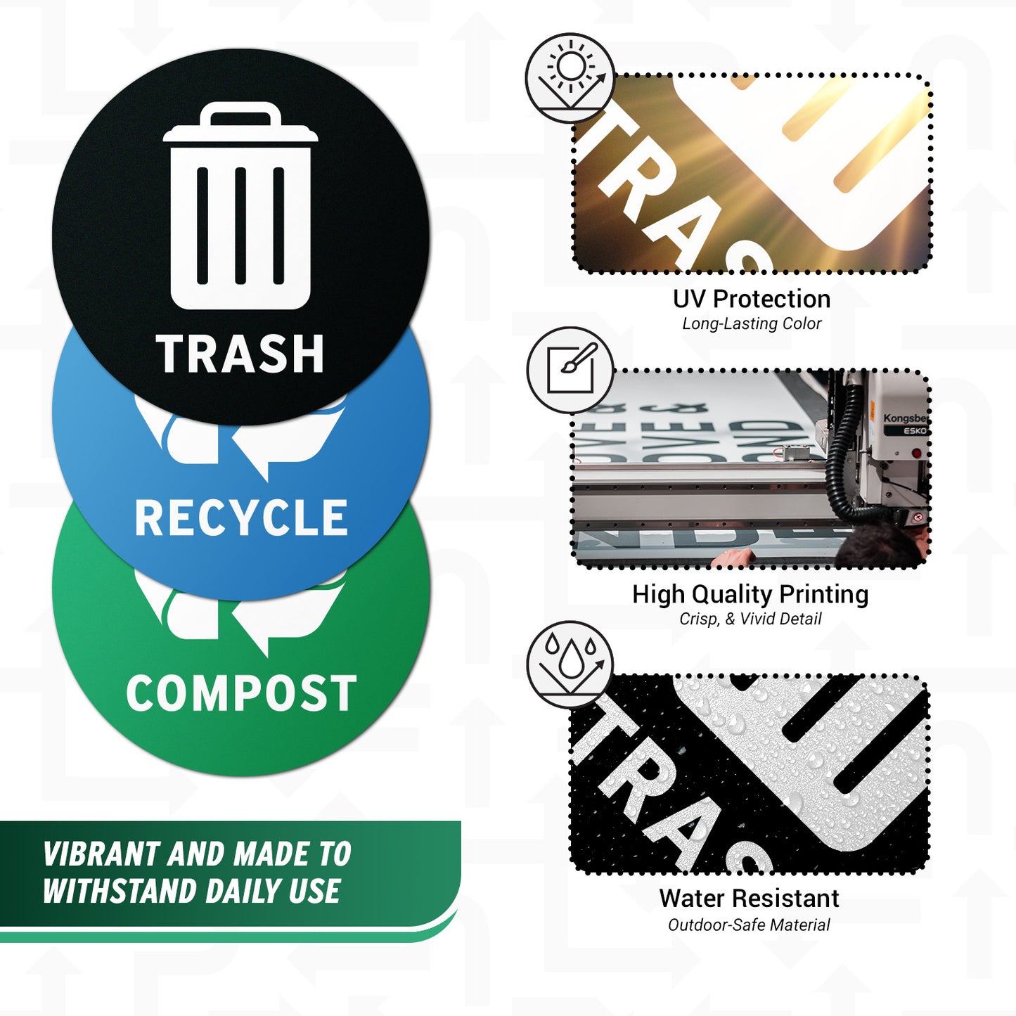 5 inch Sorting Label: Trash Recycle Compost Mixed Sticker