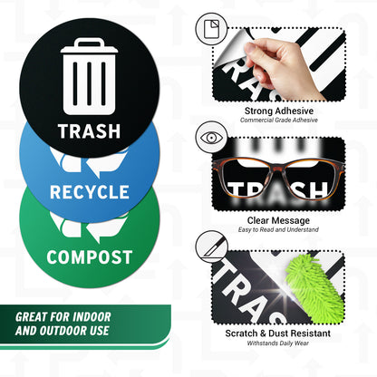 5 inch Sorting Label: Trash Recycle Compost Mixed Sticker
