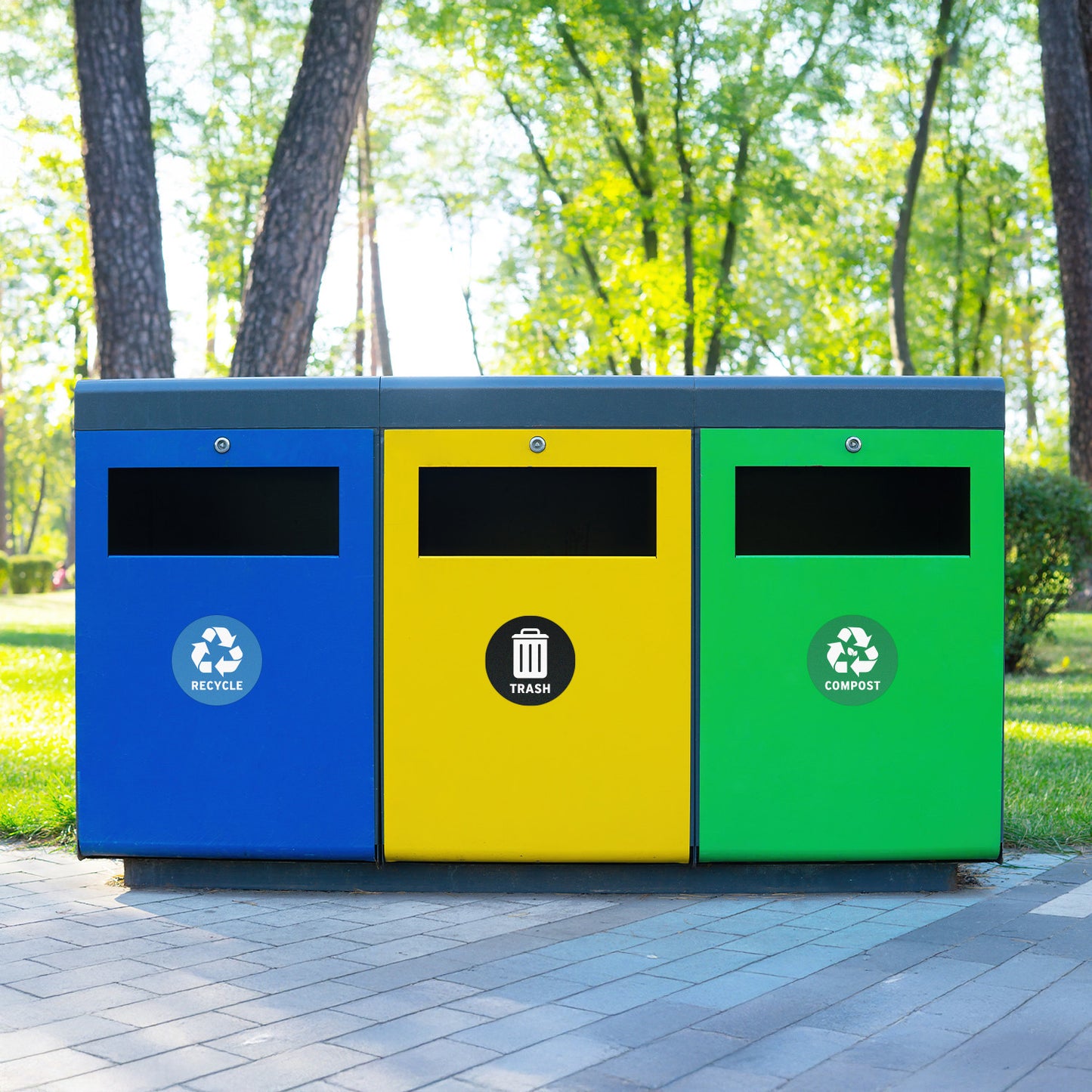 5 inch Sorting Label: Trash Recycle Compost Mixed Sticker