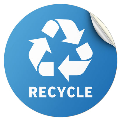 5 inch Sorting Label: Recycle Logo Blue Sticker