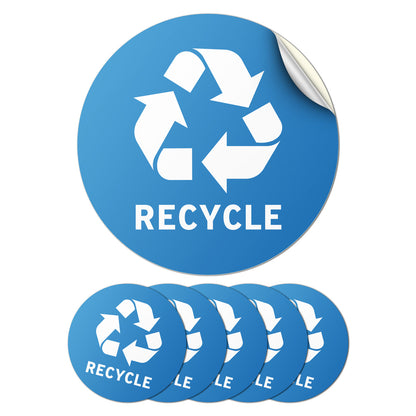 5 inch Sorting Label: Recycle Logo Blue Sticker