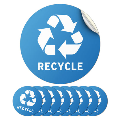 5 inch Sorting Label: Recycle Logo Blue Sticker