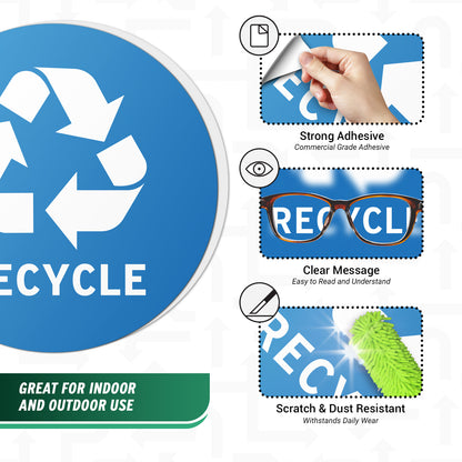 5 inch Sorting Label: Recycle Logo Blue Sticker