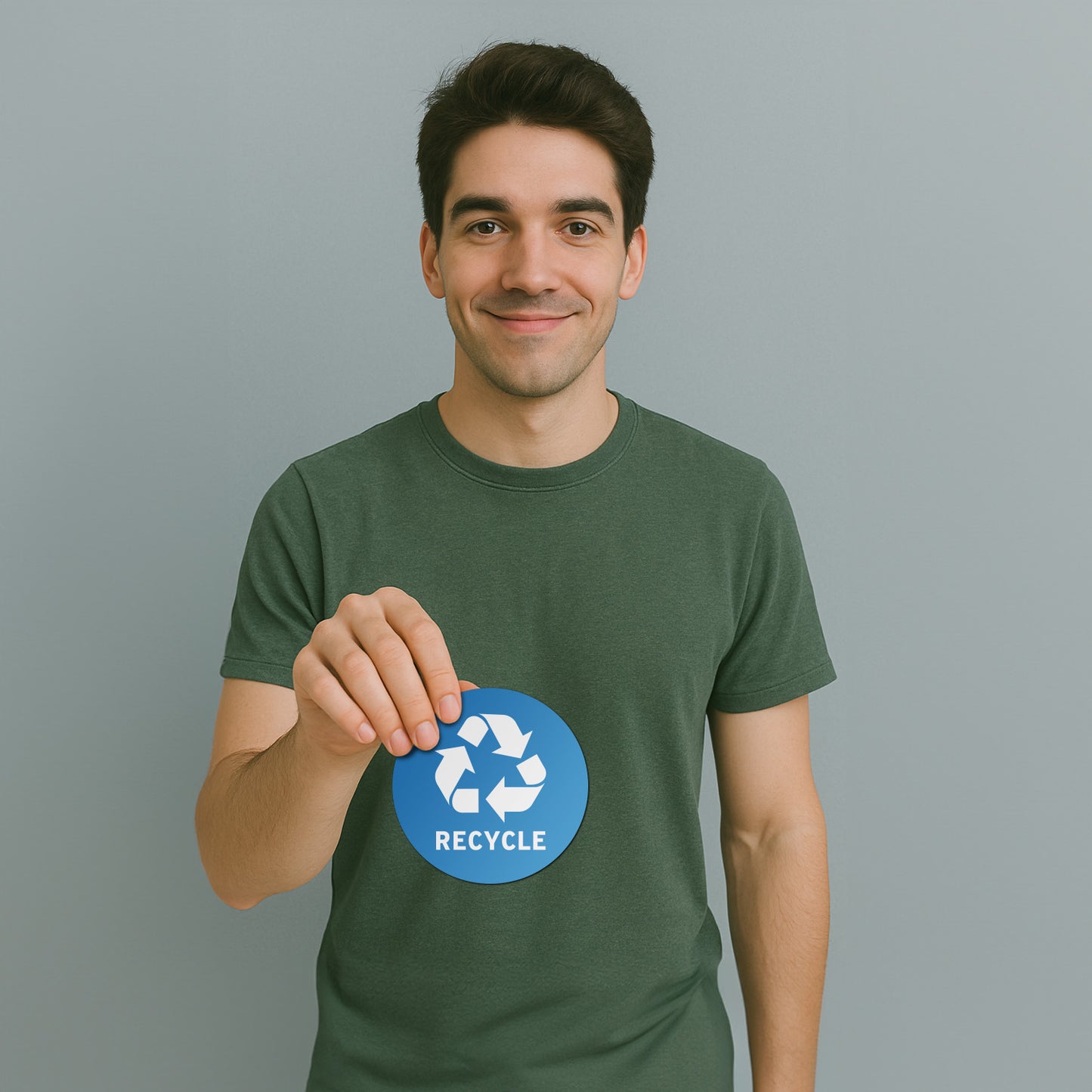 5 inch Sorting Label: Recycle Logo Blue Sticker