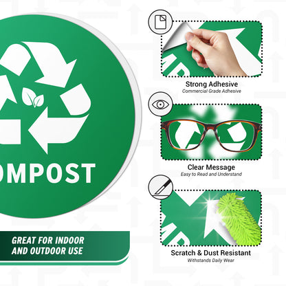 5 inch Sorting Label: Compost Logo Green Sticker