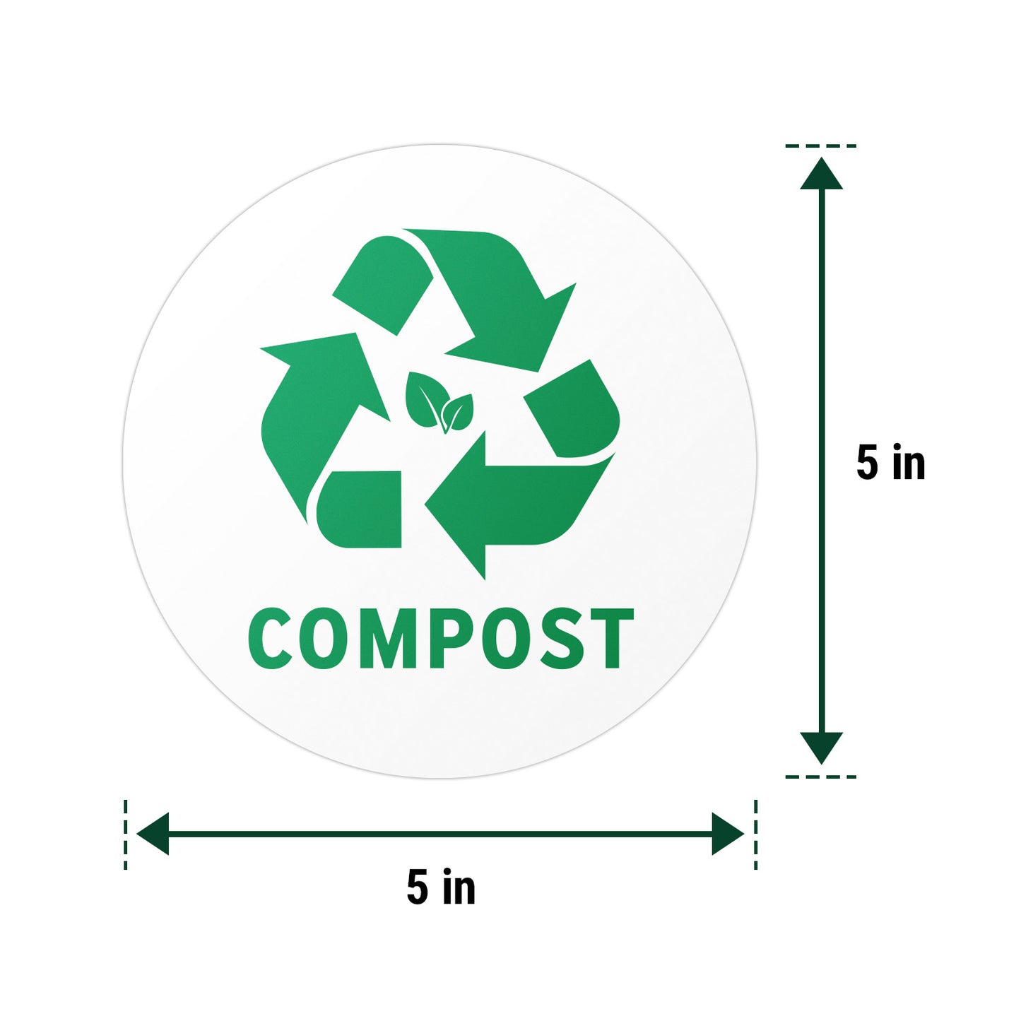 5in Waste Bin Label: Compost Image Green Sticker